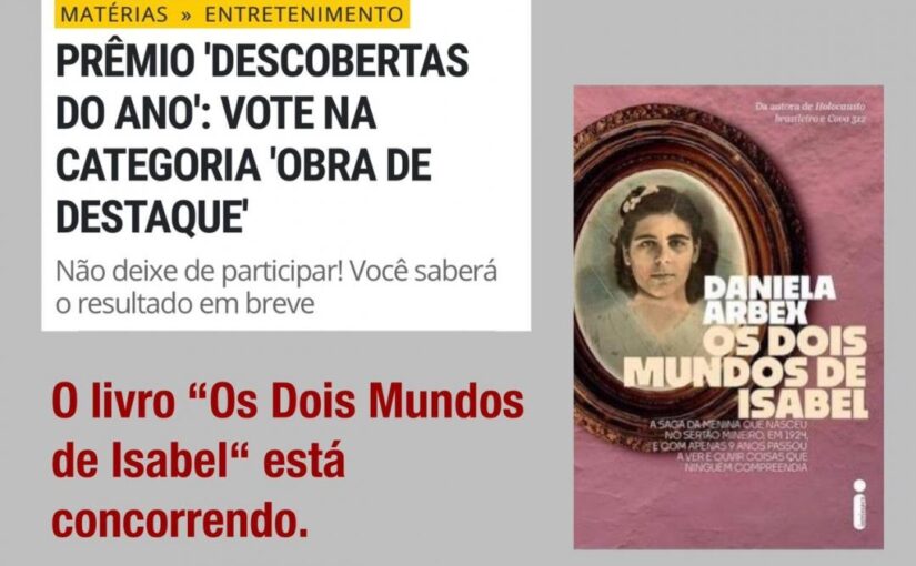 Livro Os Dois Mundos de Isabel concorre a prêmio ‘Descobertas do Ano’